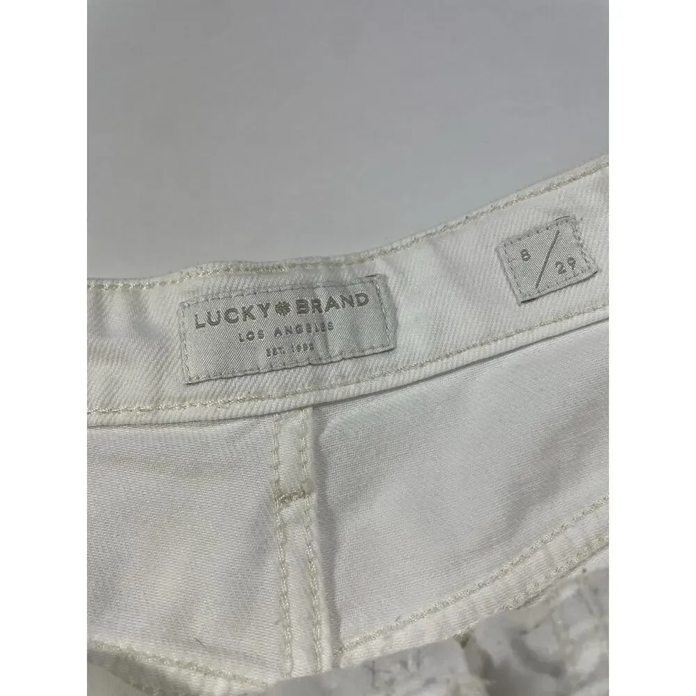 Lucky Pins White Size 8 High Rise Womens Denim Jean Shorts Cutoffs